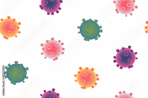 Viruses bacteria seamless pattern. Repetitive vector illustration of viruses on transparent background. Coronavirus, pandemic, infection concept illustration. 