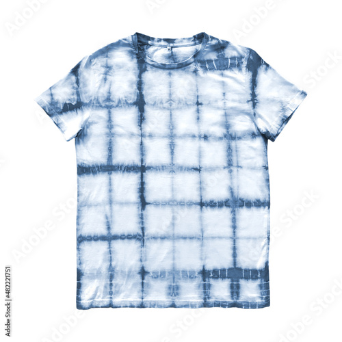 Tie dye pattern t-shirt isolated on white background