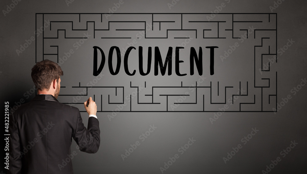 businessman drawing maze businessman drawing maze