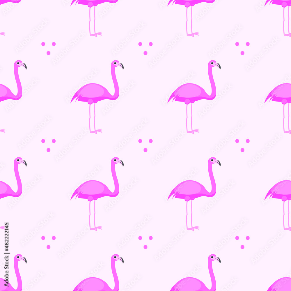 Fototapeta premium Seamless Pattern Abstract Elements Animal Flamingos Head Wildlife Vector Design Style Background Illustration Texture For Prints Textiles, Clothing, Gift Wrap, Wallpaper, Pastel