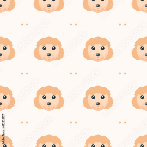Seamless Pattern Abstract Elements Animal Poodles Dogs Head Wildlife Vector Design Style Background Illustration Texture For Prints Textiles, Clothing, Gift Wrap, Wallpaper, Pastel