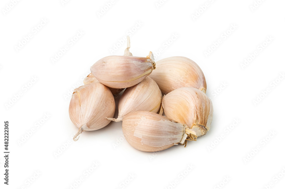 Heap of Raw garlic isolated on white background