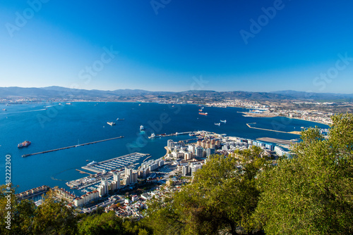 View from the top of the rock of Gibraltar on the city.