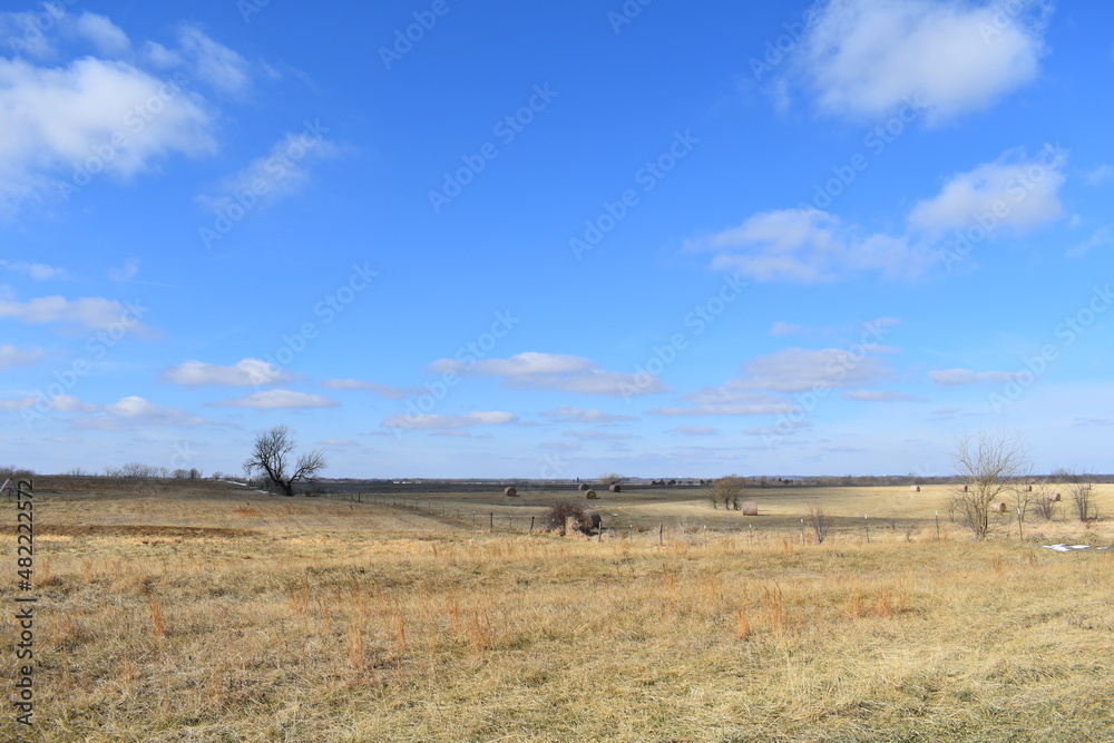 Blue Sky Over a Rural Farm Field