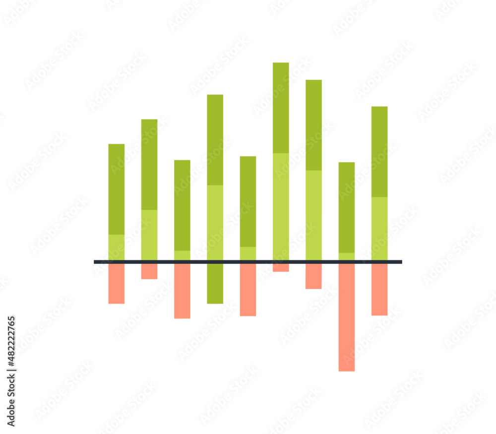 Business presentation financial graph and trade chart flat vector illustration.