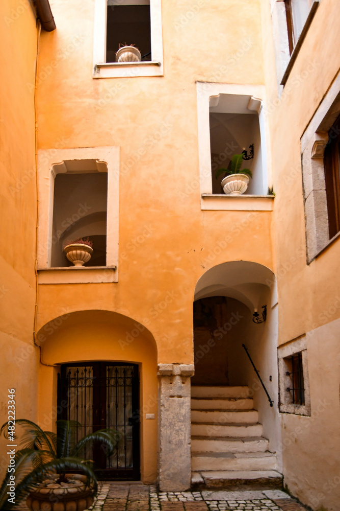 An old building in the medieval quarter of Gaeta, an Italian town in the Lazio region.