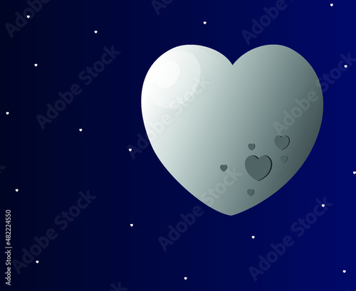 heart moon in lovely space for valentines day