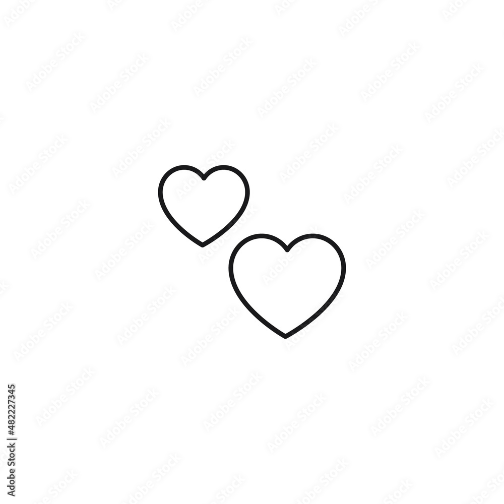 Outline sign related to heart and romance. Editable stroke. Modern sign in flat style. Suitable for advertisements, articles, books etc. Line icon of hearts as symbol of romance and love