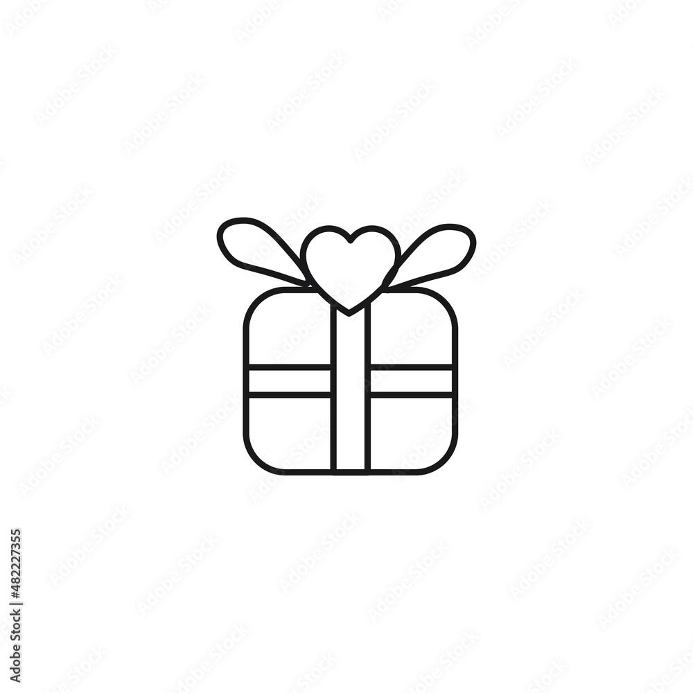 Outline sign related to heart and romance. Editable stroke. Modern sign in flat style. Suitable for advertisements, articles, books etc. Line icon of giftbox with ribbon in form of heart Outline sign related to heart and romance. Editable stroke. Modern sign in flat style. Suitable for advertisements, articles, books etc. Line icon of giftbox with ribbon in form of heart