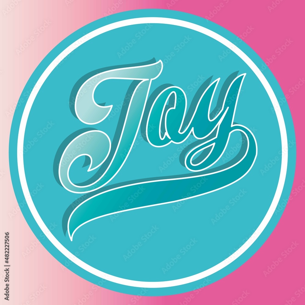 Obraz premium Illustration vector text Joy with petals and gradient background