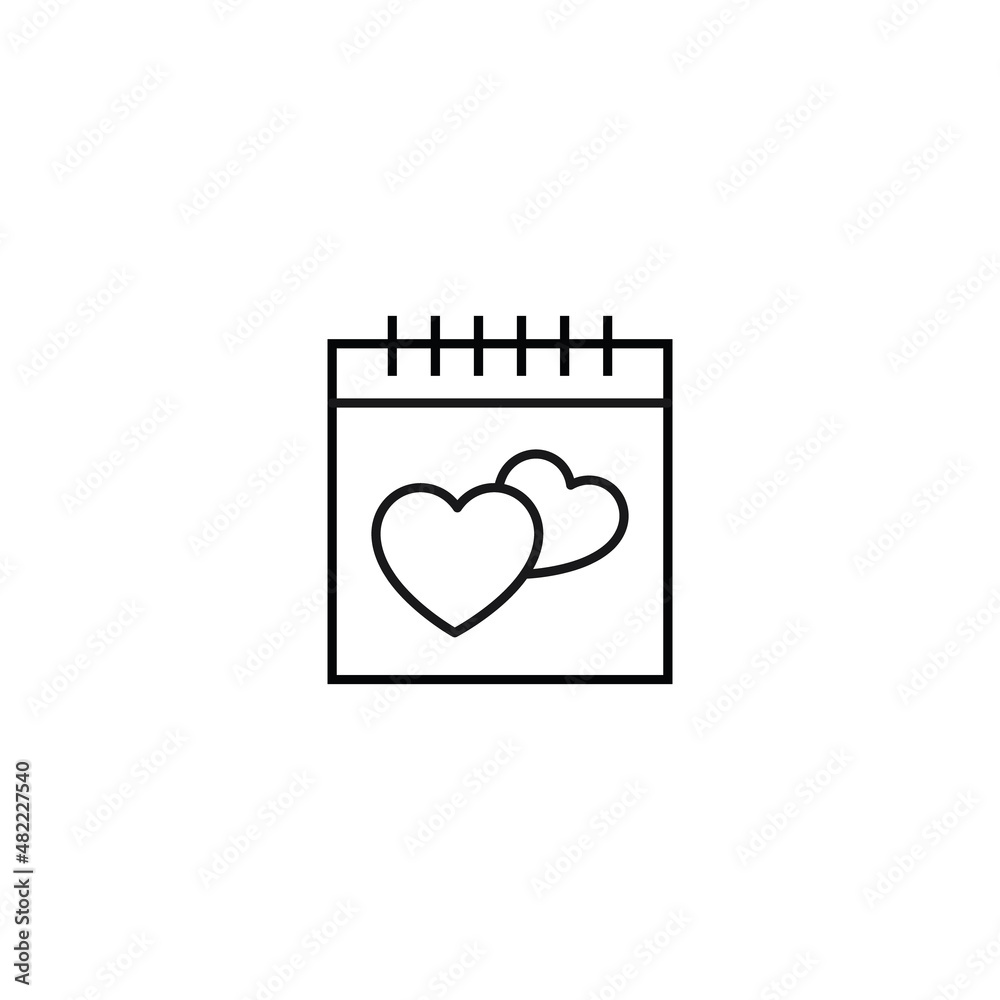 Outline sign related to heart and romance. Editable stroke. Modern sign in flat style. Suitable for advertisements, articles, books etc. Line icon of hearts on calendar Outline sign related to heart and romance. Editable stroke. Modern sign in flat style. Suitable for advertisements, articles, books etc. Line icon of hearts on calendar