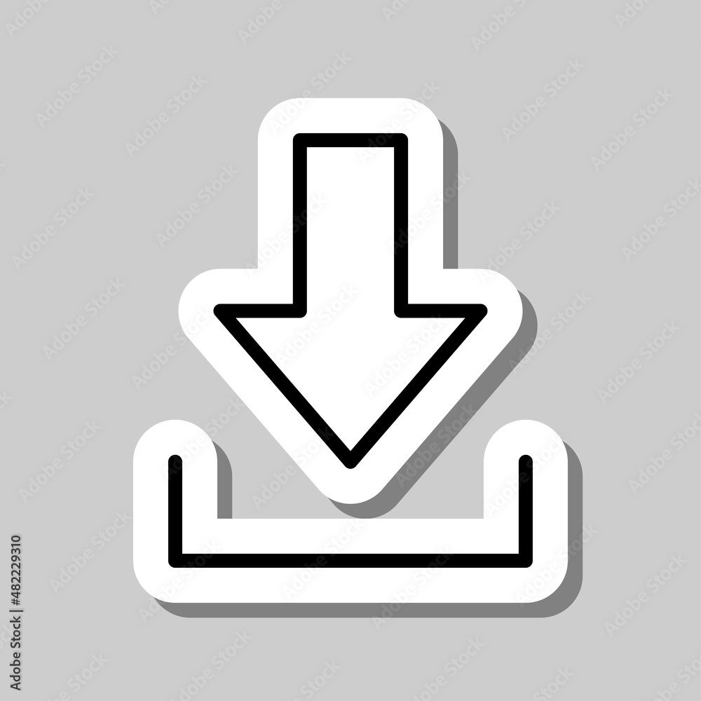 Download simple icon, vector. Flat desing. Sticker with shadow on gray background.ai Download simple icon, vector. Flat desing. Sticker with shadow on gray background.ai