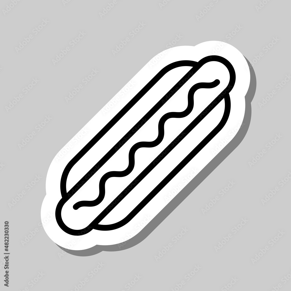 Hot Dog simple icon vector. Flat desing. Sticker with shadow on gray background.ai Hot Dog simple icon vector. Flat desing. Sticker with shadow on gray background.ai