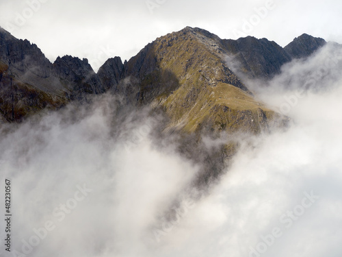 Summer alpine landscape in the Fagaras Mountains, Romania, Europe photo