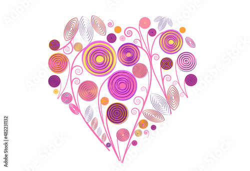 Valentine's day card with swirls in a heart shape. High quality photo