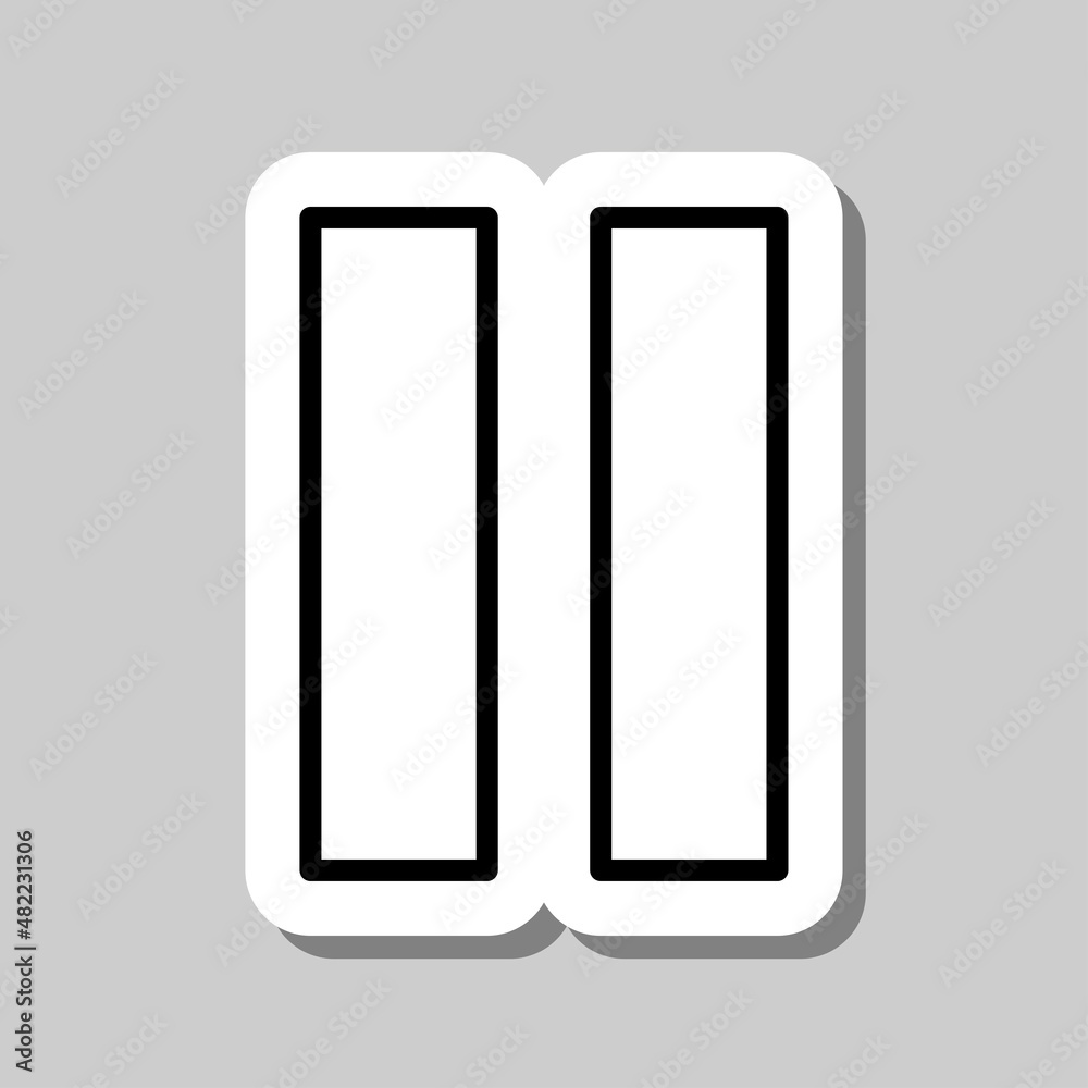 Pause simple icon vector. Flat desing. Sticker with shadow on gray background.ai Pause simple icon vector. Flat desing. Sticker with shadow on gray background.ai