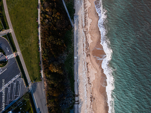 Look Down Drone Shot of the Sea - Waves - Shore 