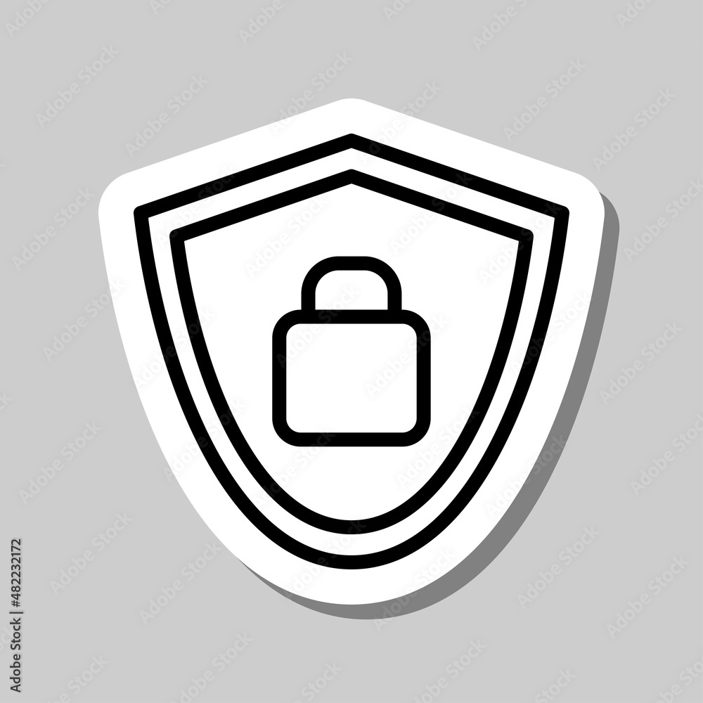 Security vector simple icon. Flat desing. Sticker with shadow on gray background.ai Security vector simple icon. Flat desing. Sticker with shadow on gray background.ai