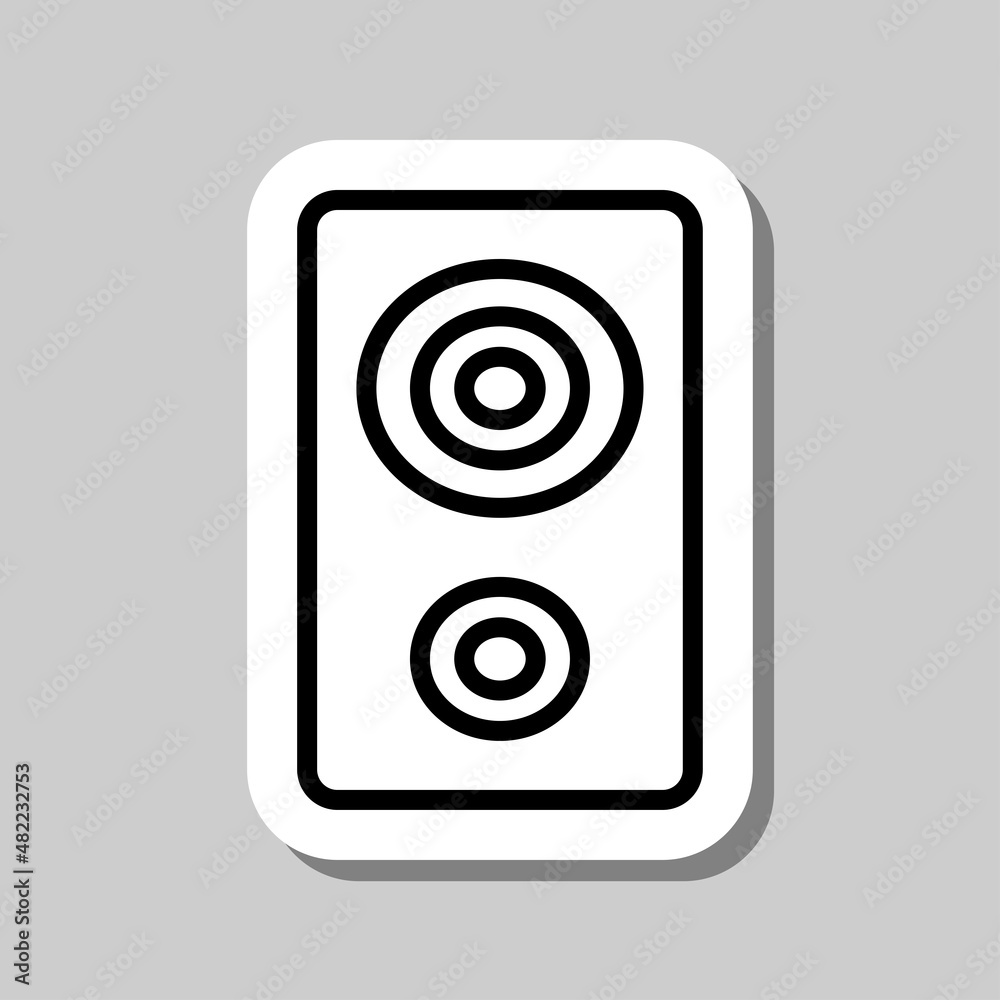 Speaker musical simple icon. Flat desing. Sticker with shadow on gray background.ai