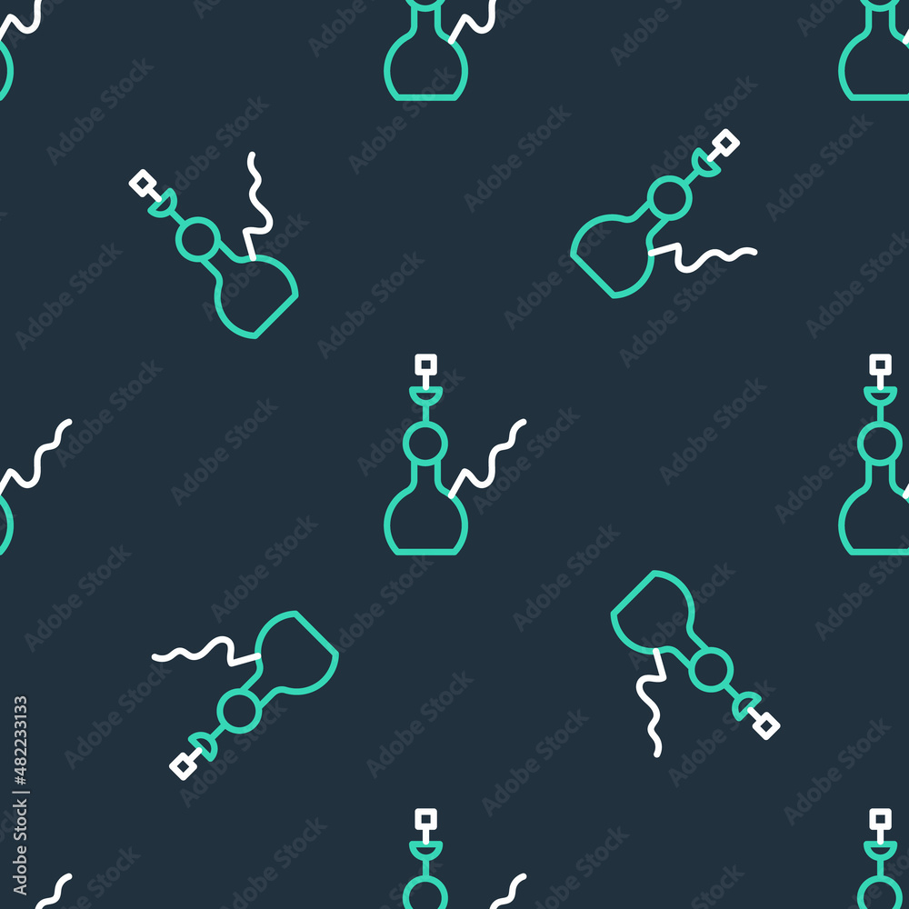 Line Hookah icon isolated seamless pattern on black background. Vector Line Hookah icon isolated seamless pattern on black background. Vector