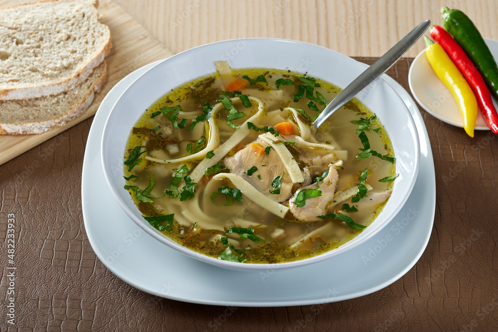 Chicken soup with vegetables and noodles Chicken soup with vegetables and noodles