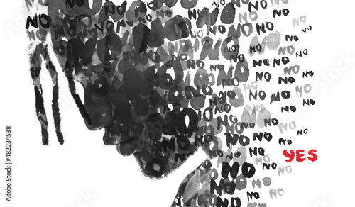 A portrait of a man combined with a word cloud. Paintography.