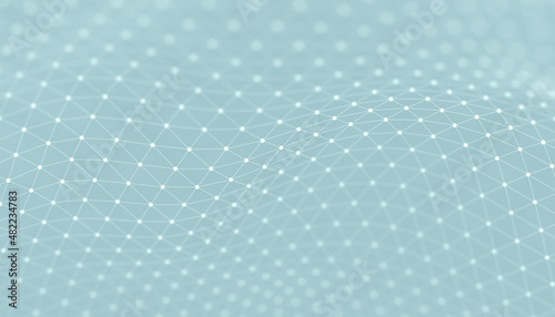 Modern abstract geometric background of a dotted interconnected wavy mesh pattern 