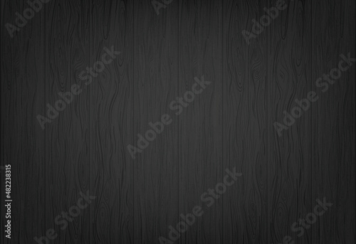 Wood planks flat Texture, Realistic black wooden board. vector