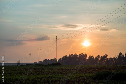 Sunset on a field in the suburbs
