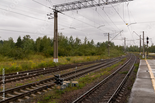 The railroad goes into the distance