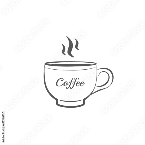Coffee cup icon or sign. Line vector illustration photo