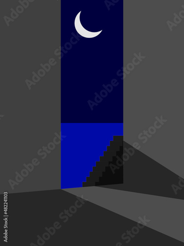 moon in the night light and shade 
