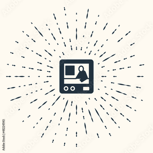 Grey Television report icon isolated on beige background. TV news. Abstract circle random dots. Vector