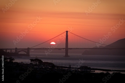 Sunsets over Golden Gate Bridge Silhouette 