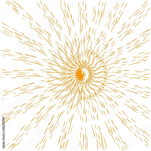 Sun rays. Simple vector abstract illustration of yellow broken lines