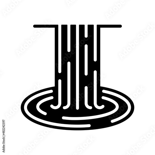 Waterfall of natural vacation vector glyph icon