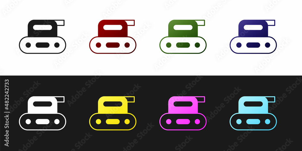Set Electric planer tool icon isolated on black and white background. Vector Set Electric planer tool icon isolated on black and white background. Vector