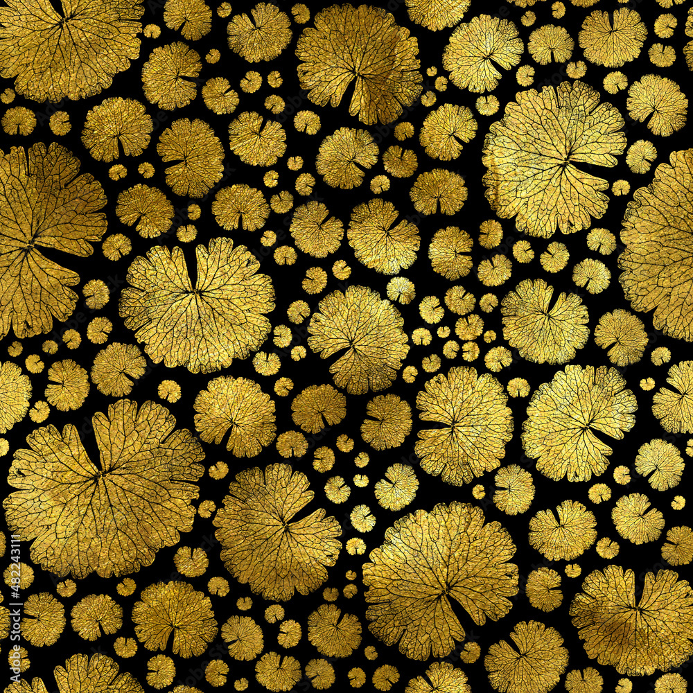 Fancy Abstract Gold Floral Garden Black