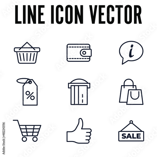 Market Shopping elements set icon symbol template for graphic and web design collection logo vector illustration