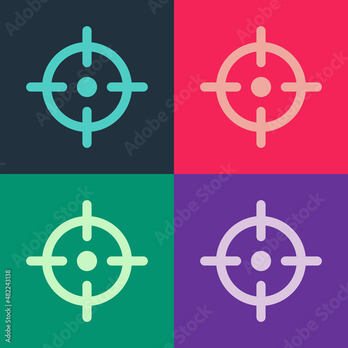 Pop art Target sport icon isolated on color background. Clean target with numbers for shooting range or shooting. Vector