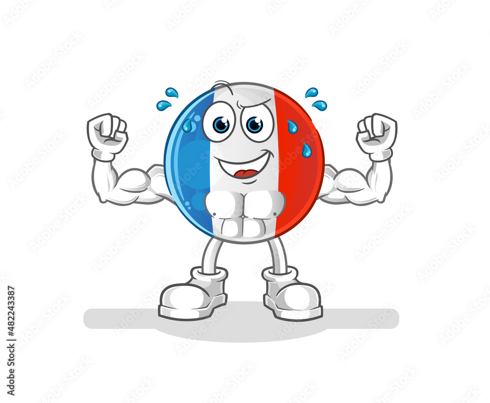 french flag muscular cartoon. cartoon mascot vector