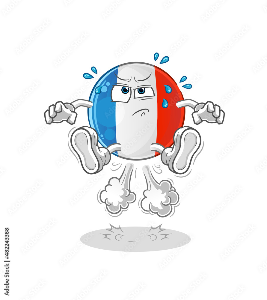 french flag fart jumping illustration. character vector french flag fart jumping illustration. character vector