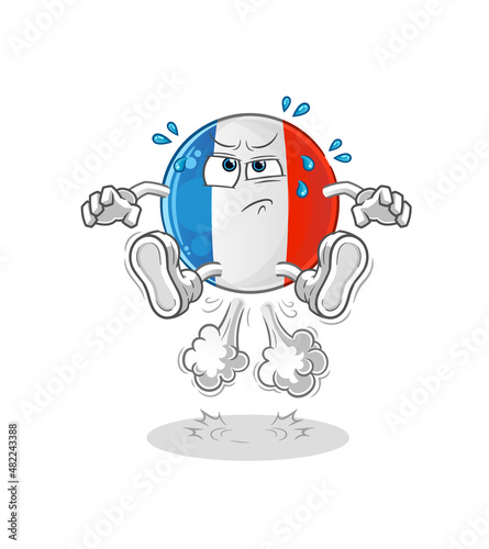 french flag fart jumping illustration. character vector