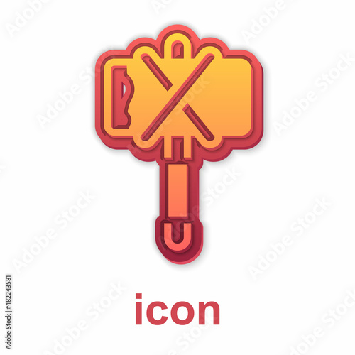Gold Medieval axe icon isolated on white background. Battle axe, executioner axe. Medieval weapon. Vector