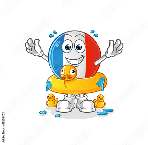 french flag with duck buoy cartoon. cartoon mascot vector