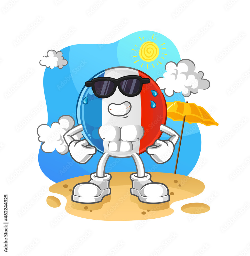 Obraz premium french flag sunbathing in summer. character vector