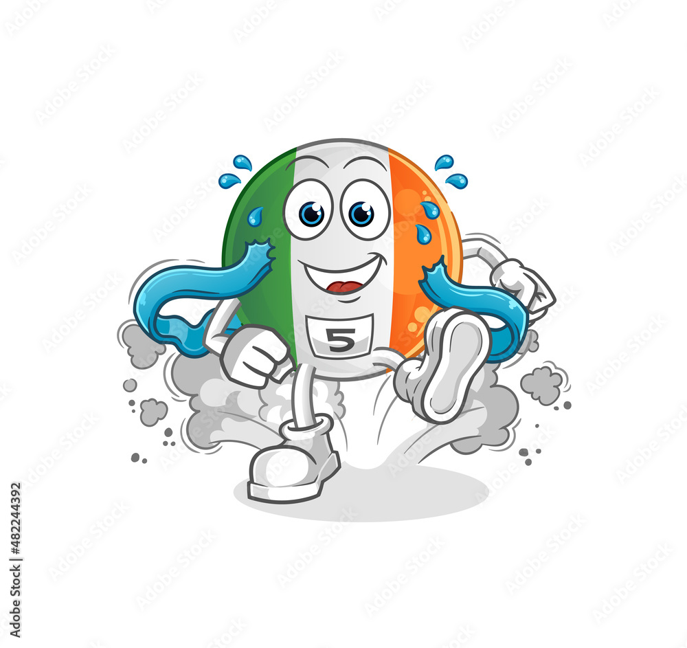 irish flag runner character. cartoon mascot vector