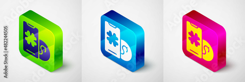 Isometric Online poker table game icon isolated on grey background. Online casino. Square button. Vector