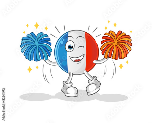 french flag cheerleader cartoon. cartoon mascot vector
