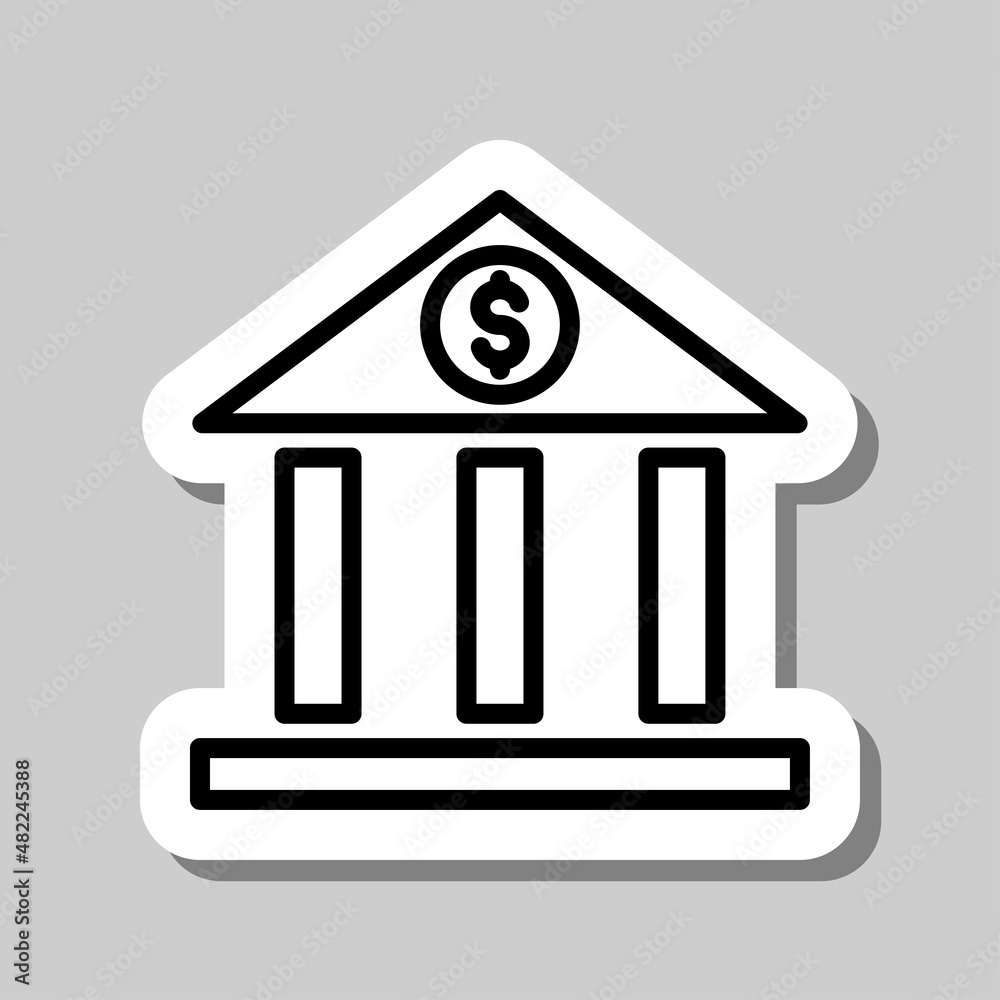 Bank simple icon vector. Flat desing. Sticker with shadow on gray background.ai Bank simple icon vector. Flat desing. Sticker with shadow on gray background.ai